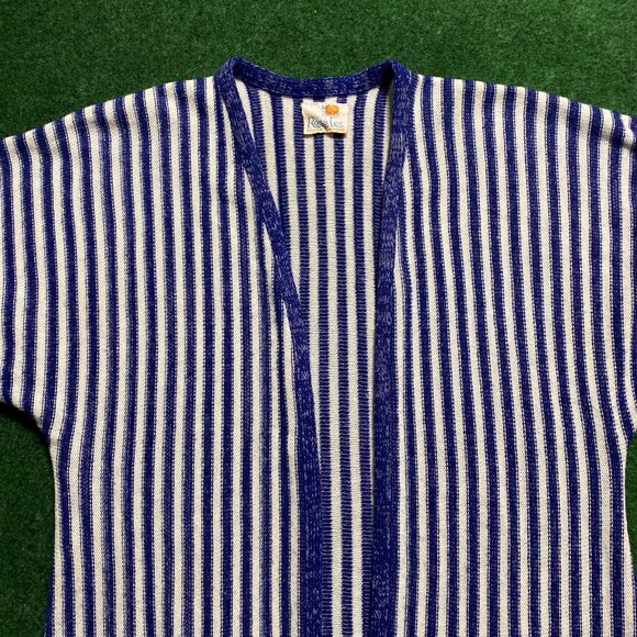 Vintage Women’s Rosa Lee Union Made Stripe Cardigan Blouse Blue/White (Unsized) - Picture 2 of 5